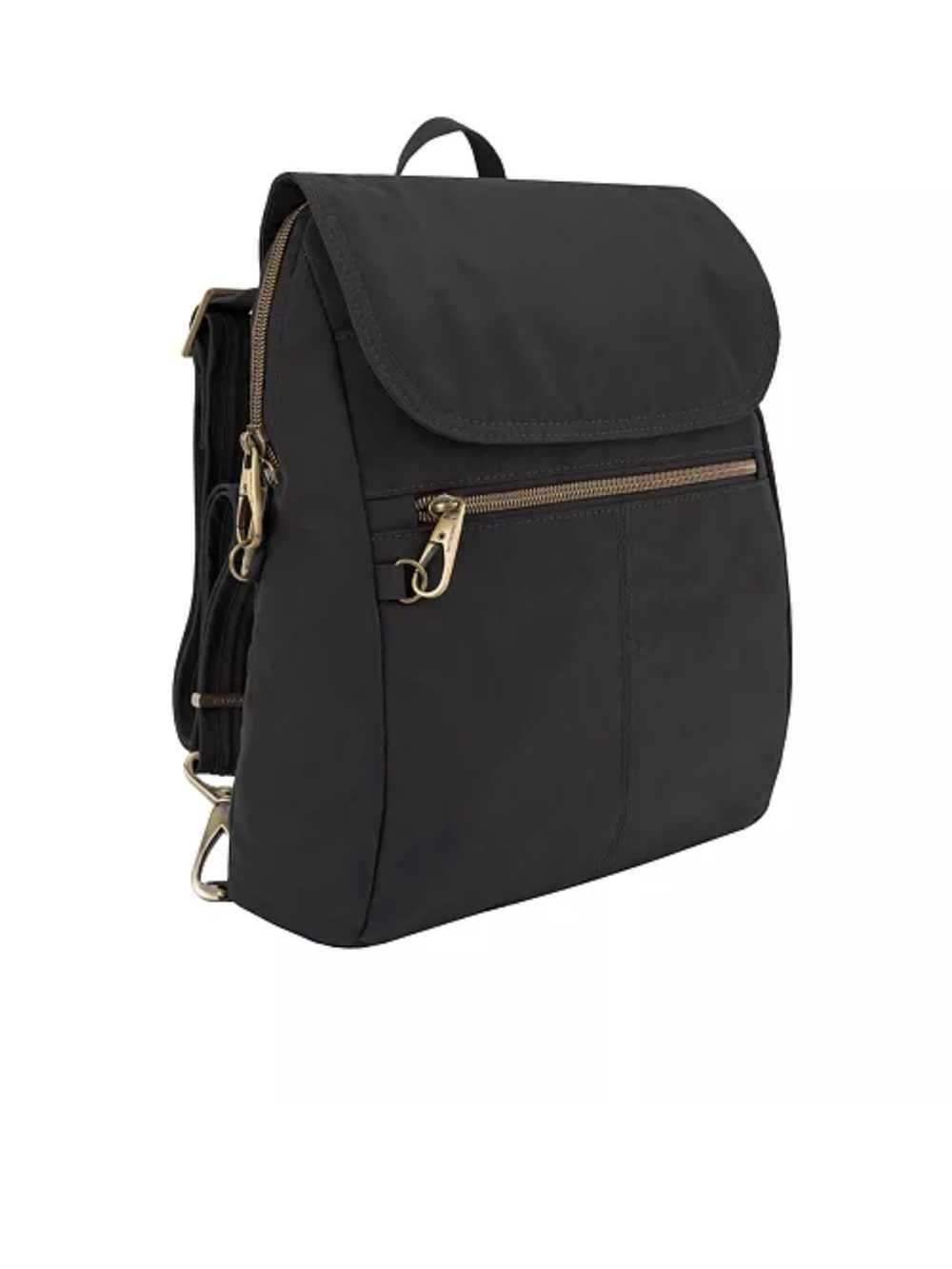 Travelon Black Lightweight Anti Theft Nylon Flap Backpack